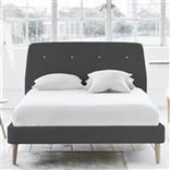 Cosmo Bed - White Buttons - Single - Beech Leg - Rothesay Smoke