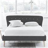 Wave Bed - White Buttons - Superking - Beech Leg - Rothesay Smoke
