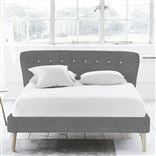 Wave Bed - White Buttons - Superking - Beech Leg - Zaragoza Zinc
