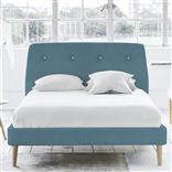 Cosmo Bed - White Buttons - Superking - Beech Leg - Brera Lino Ocean