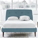 Cosmo Bed - Self Buttons - Single - Walnut Leg - Brera Lino Ocean