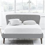 Wave Bed - White Buttons - Superking - Walnut Leg - Cassia Zinc
