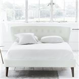 Wave Bed - White Buttons - Single - Walnut Leg - Brera Lino Oyster