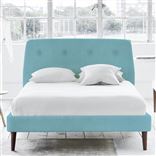 Cosmo Bed - Self Buttons - Superking - Walnut Leg - Brera Lino Turq...