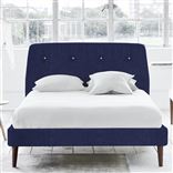 Cosmo Bed - White Buttons - Superking - Walnut Leg - Brera Lino Marine