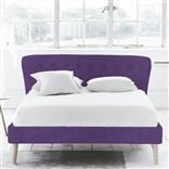 Wave Bed - Self Buttons - Superking - Beech Leg - Brera Lino Violet