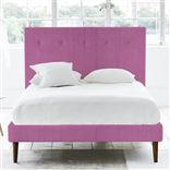 Polka Bed - Self Buttons - Superking - Walnut Leg - Brera Lino Peony