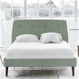 Cosmo Bed - Self Buttons - King - Walnut Leg - Brera Lino Jade