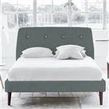 Cosmo Bed - White Buttons - Double - Walnut Leg - Rothesay Aqua