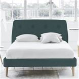 Cosmo Bed - Self Buttons - Double - Beech Leg - Rothesay Azure