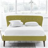 Wave Single Bed - White Buttons - Walnut Legs - Cassia Acacia