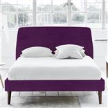Cosmo Superking Bed - Self Buttons - Walnut Legs - Cassia Damson