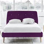 Cosmo Superking Bed - White Buttons - Beech Legs - Cassia Damson