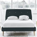 Cosmo Double Bed - White Buttons - Beech Legs - Cassia Mist