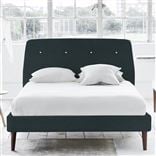 Cosmo Single Bed - White Buttons - Walnut Legs - Cassia Mist