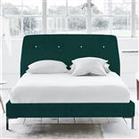 Cosmo Single Bed - White Buttons - Metal Legs - Cassia Azure