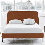 Cosmo Double Bed - White Buttons - Metal Legs - Brera Lino Cinnamon