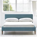 Square Low Superking Bed - Walnut Legs - Brera Lino Ocean