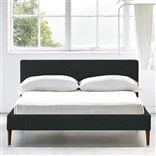 Square Low Superking Bed - Walnut Legs - Cheviot Noir