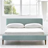 Square Low Superking Bed - Walnut Legs - Brera Lino Celadon