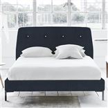 Cosmo Double Bed - White Buttons - Metal Legs - Brera Lino Denim