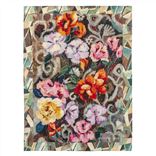 Plaid Tapestry Flower Damson 