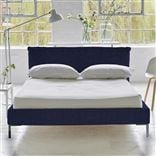 Pillow Low Bed - Double - Brera Lino Ultra Marine - Metal Leg