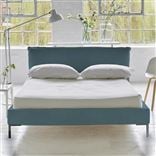 Pillow Low Bed - Double - Brera Lino Ocean - Metal Leg