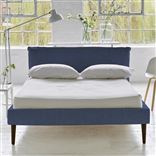Pillow Low Bed - Double - Brera Lino Marine - Walnut Leg