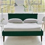 Pillow Low Bed - Double - Cassia Azure - Walnut Leg