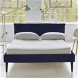 Pillow Low Bed - Double - Brera Lino Ultra Marine - Walnut Leg