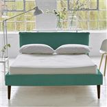 Pillow Low Bed - Double - Cassia Ocean - Walnut Leg