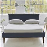 Pillow Low Bed - Double - Rothesay Denim - Walnut Leg