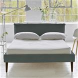 Pillow Low Bed - Double - Rothesay Aqua - Walnut Leg