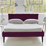 Pillow Low Bed - King  - Cassia Fuchsia - Walnut Leg