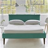 Pillow Low Bed - King  - Cassia Ocean - Walnut Leg