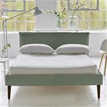 Pillow Low Bed - Single - Brera Lino Jade - Walnut Leg