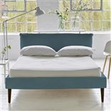 Pillow Low Bed - Single - Brera Lino Ocean - Walnut Leg