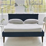 Pillow Low Bed - Single - Cassia Prussian - Walnut Leg