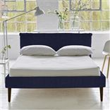 Pillow Low Bed - Single - Brera Lino Ultra Marine - Walnut Leg