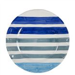 Pale Grey & Blue Striped Dinner Plate