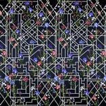 Fretwork Garden Panoramic - Indigo Large Sample