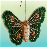 Green Stitched Butterfly Christmas Ornament