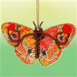 Orange Stitched Butterfly Christmas Ornament