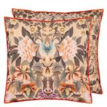 Ikebana Damask Coral Decorative Pillow 