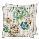 Kyoto Flower Jade Cotton Cushion