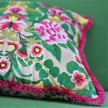 Cuscino in cotone  Ikebana Damask fucsia ricamato 