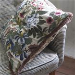 Ikebana Damask Cameo Embroidered Cotton Cushion