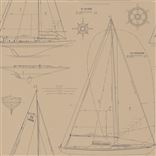 Boat Blueprint Vintage Blue