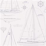 Boat Blueprint Dark Blue On White